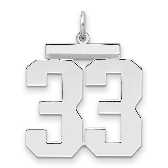 Sterling Silver Athletic Collection Large Polished Number 33 Pendant